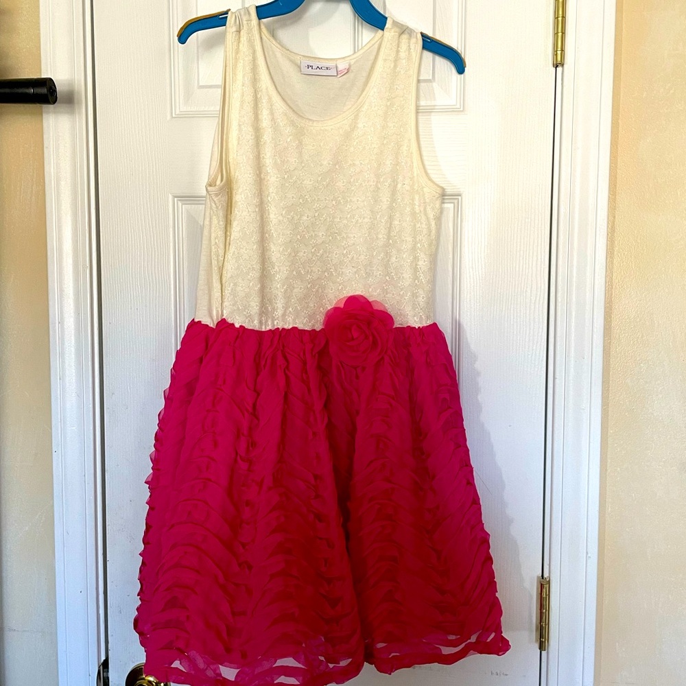 Children Place White & Pink Ruffle Dress👗Sz XL-14